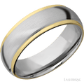 7 mm wide Domed Stepped Down Edges 14K White Gold band