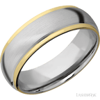 7 mm wide Domed Stepped Down Edges 14K White Gold band