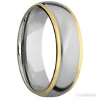 7 mm wide Domed Stepped Down Edges 14K White Gold band