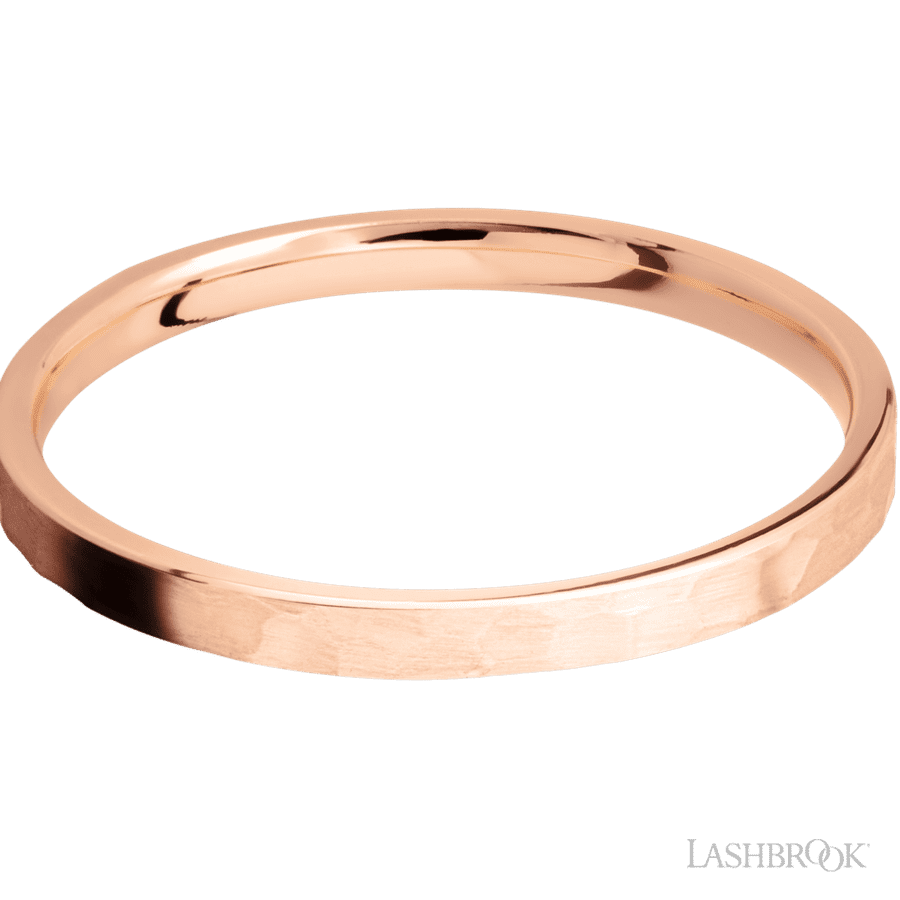 2 mm wide Flat 14K Rose Gold band