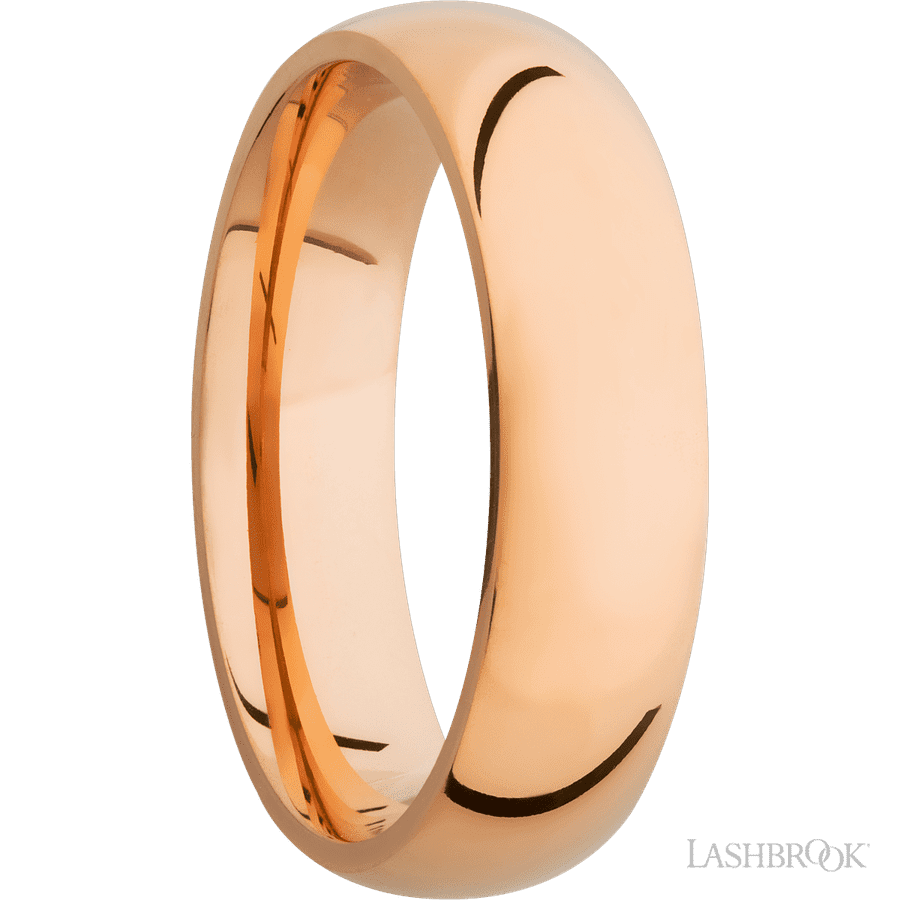 6 mm wide Domed 14K Rose Gold band