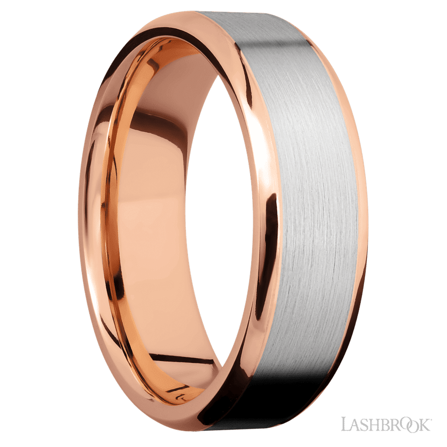7 mm wide Beveled 14K Rose Gold band