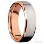 7 mm wide Beveled 14K Rose Gold band