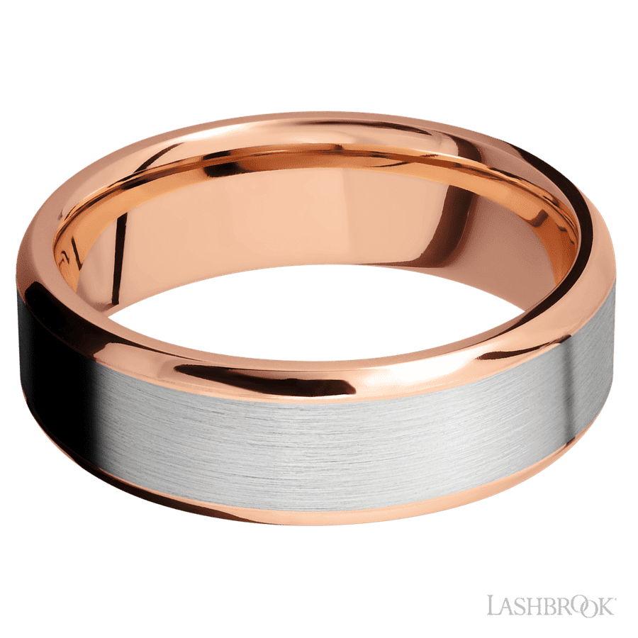7 mm wide Beveled 14K Rose Gold band