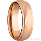 7 mm wide Domed Stepped Down Edges 14K Rose Gold band