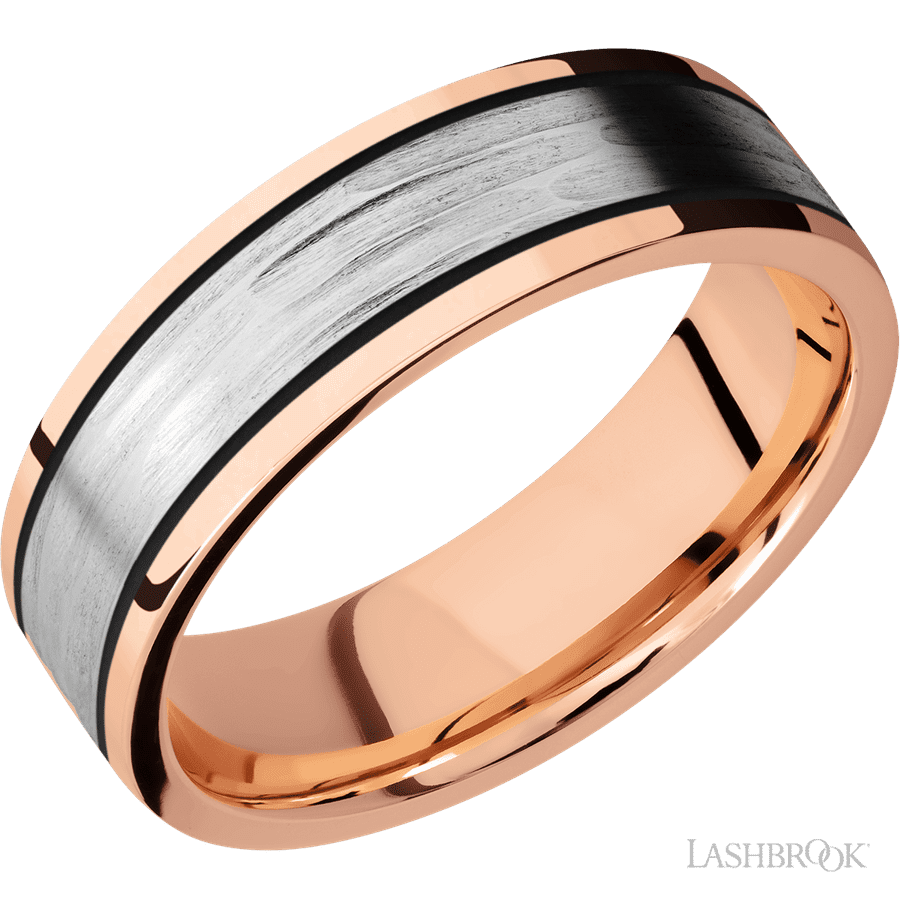 7 mm wide Flat 14K Rose Gold band