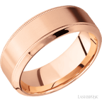 8 mm wide High Bevel Milgrain 14K Rose Gold band
