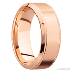 8 mm wide High Bevel Milgrain 14K Rose Gold band