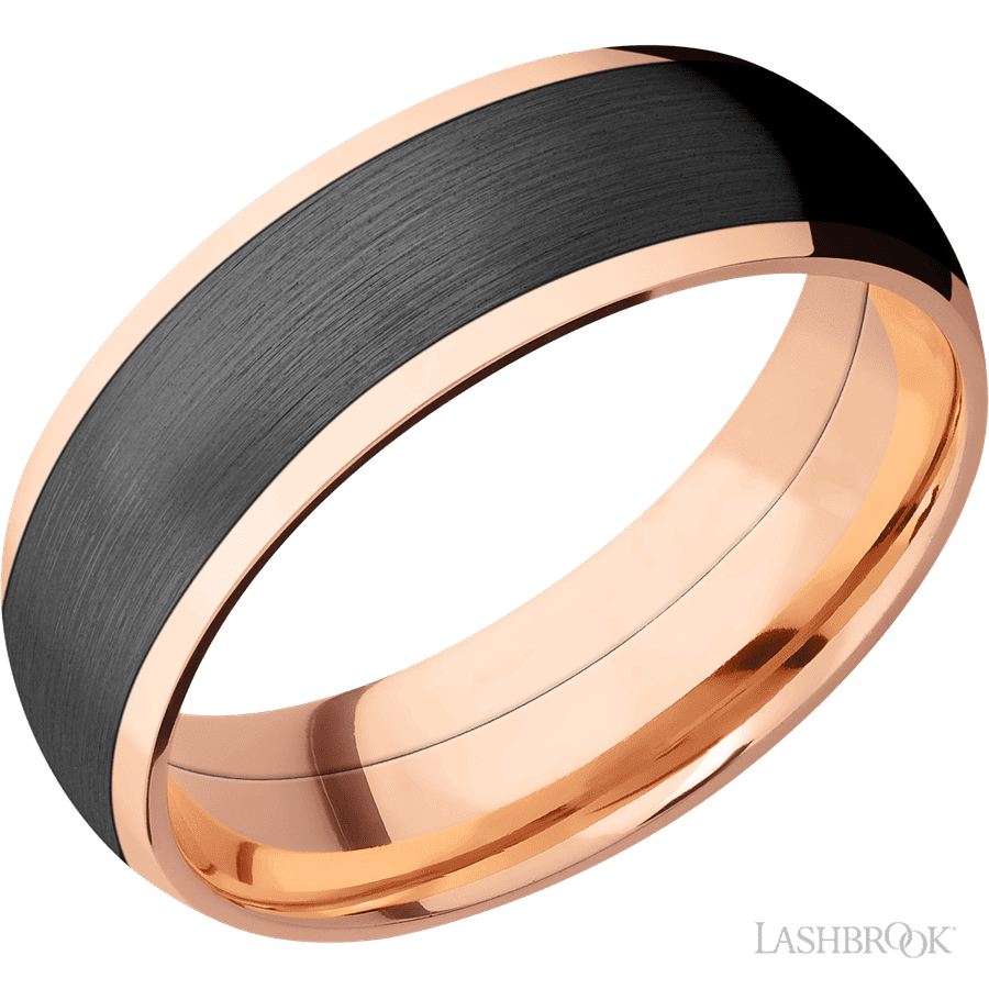 7 mm wide Domed 14K Rose Gold band