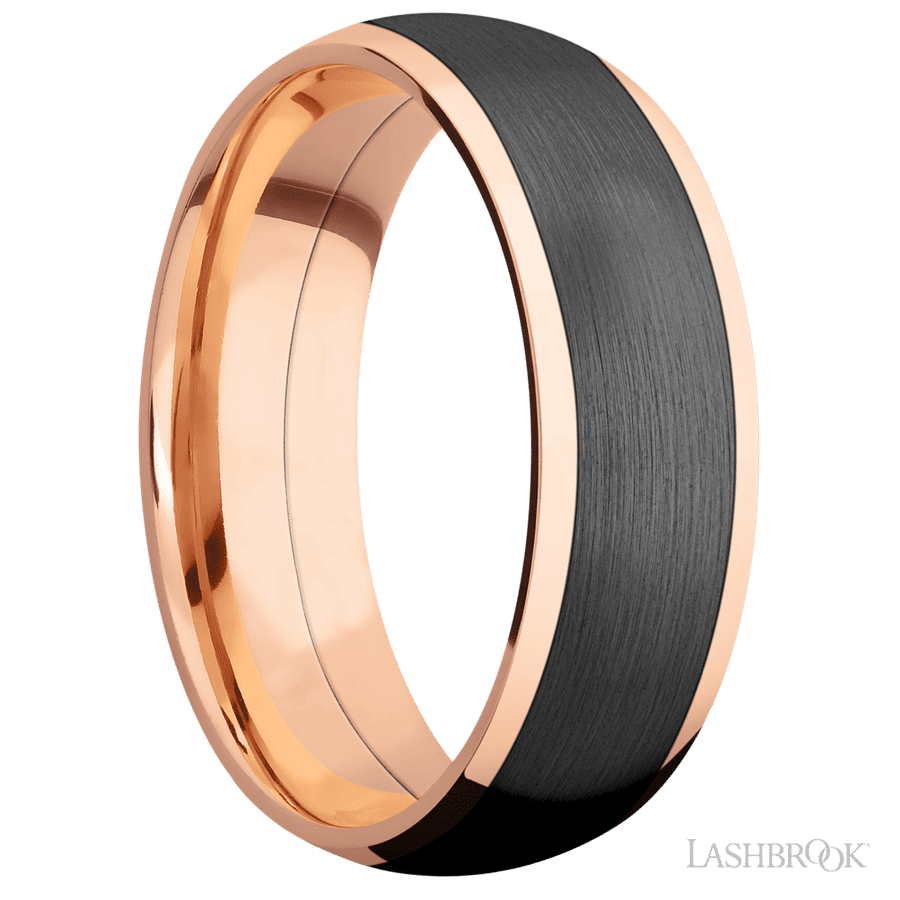 7 mm wide Domed 14K Rose Gold band