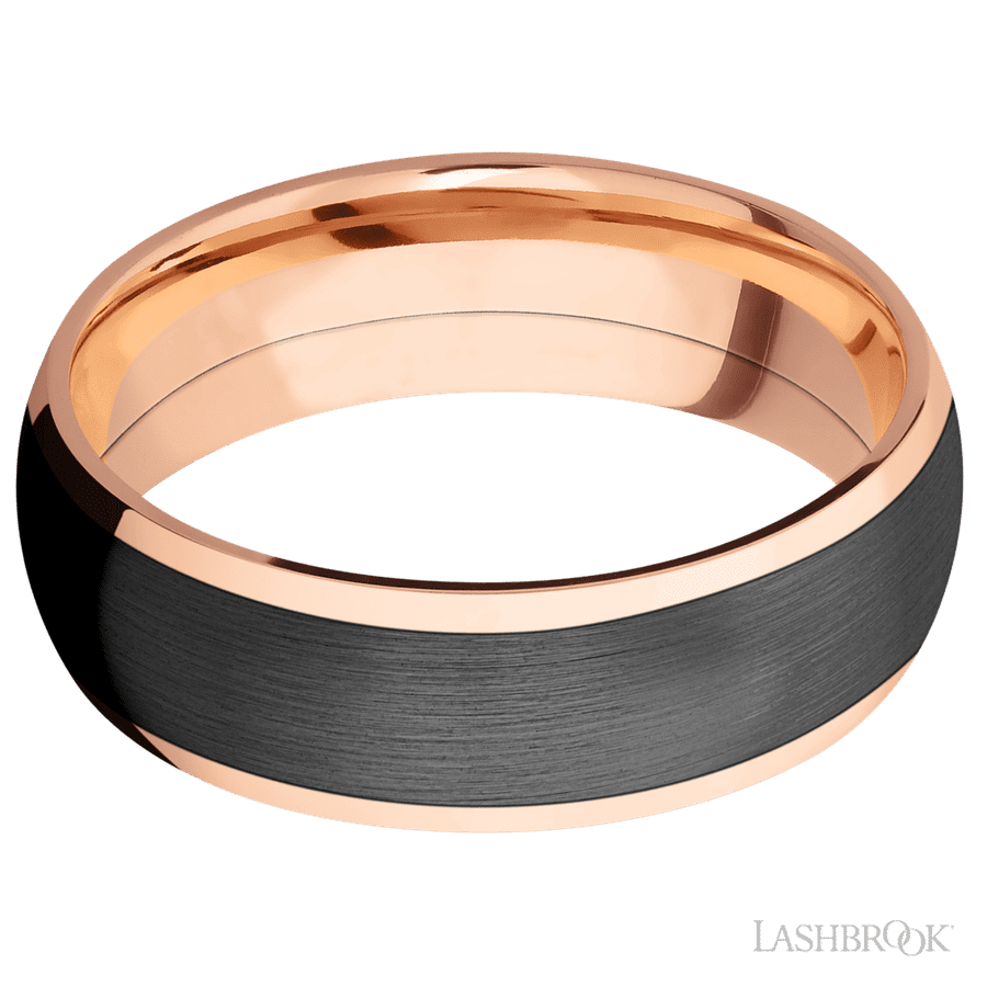 7 mm wide Domed 14K Rose Gold band