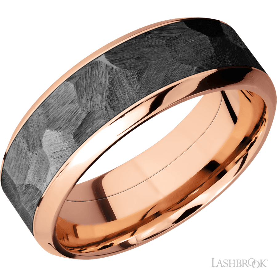 8 mm wide High Bevel 14K Rose Gold band