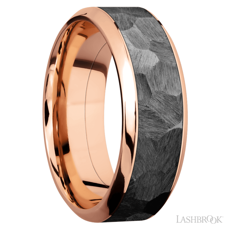 8 mm wide High Bevel 14K Rose Gold band