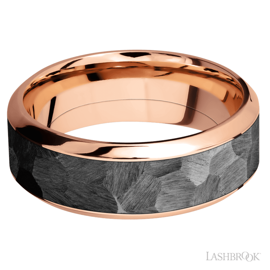 8 mm wide High Bevel 14K Rose Gold band