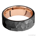 8 mm wide Flat Zirconium band featuring a 14K Rose Gold sleeve