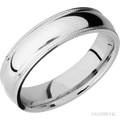 6 mm wide Domed Milgrain Edges 14K White Gold band