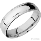 6 mm wide Domed Milgrain Edges 14K White Gold band