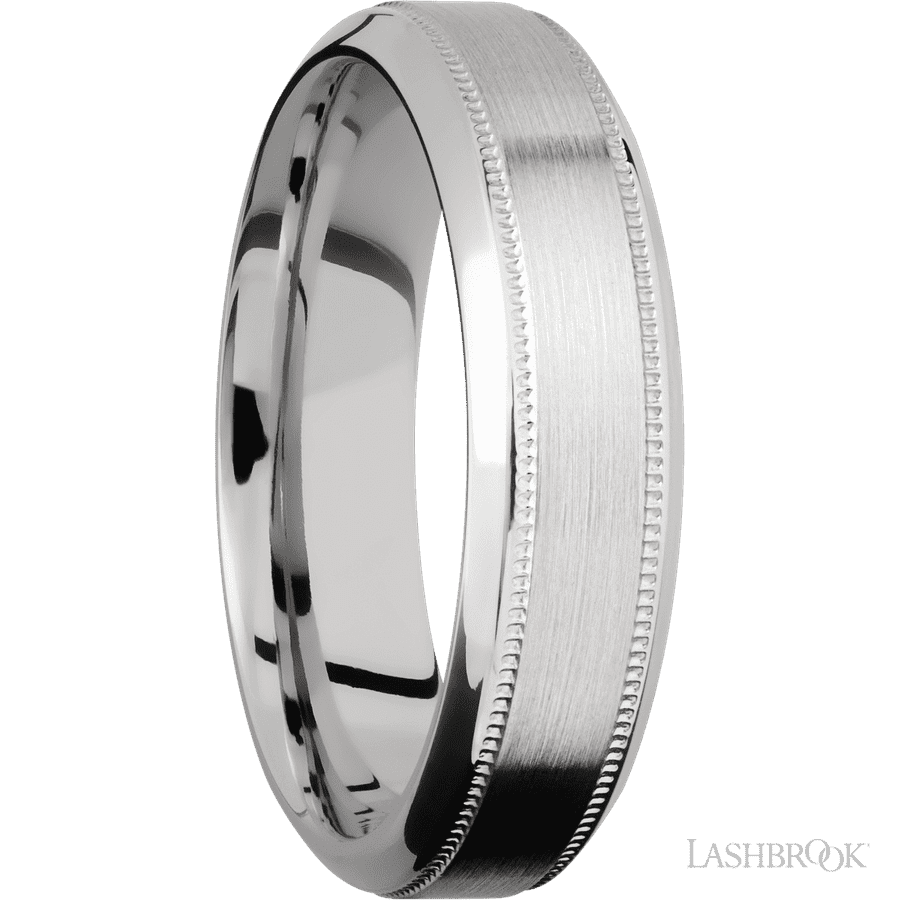 6 mm wide High Bevel Milgrain 14K White Gold band