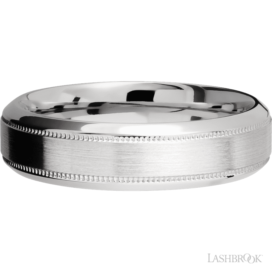 6 mm wide High Bevel Milgrain 14K White Gold band