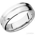 7 mm wide Beveled with Center Accent Groove 14K White Gold band