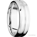 7 mm wide Beveled with Center Accent Groove 14K White Gold band