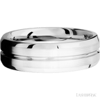 7 mm wide Beveled with Center Accent Groove 14K White Gold band