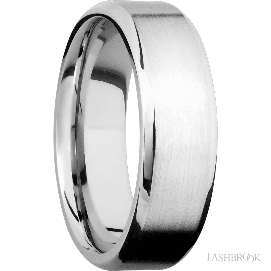 7 mm wide Beveled 14K White Gold band
