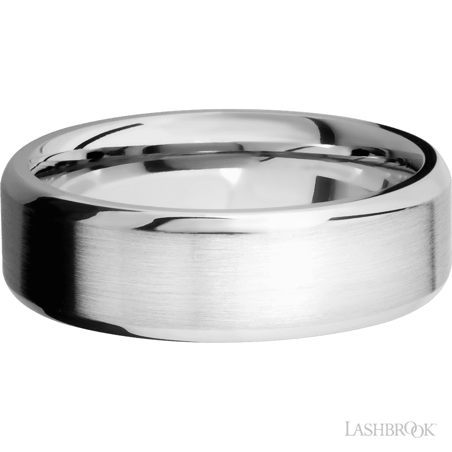 7 mm wide Beveled 14K White Gold band