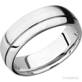 7 mm wide Domed with Off Center Accent Groove 14K White Gold band