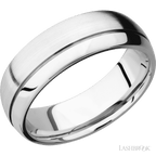 7 mm wide Domed with Off Center Accent Groove 14K White Gold band