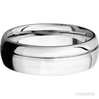 7 mm wide Domed with Off Center Accent Groove 14K White Gold band