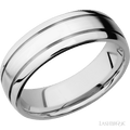 7 mm wide Domed with two accent grooves 14K White Gold band