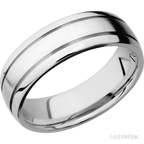 7 mm wide Domed with two accent grooves 14K White Gold band