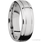 7 mm wide Domed with two accent grooves 14K White Gold band