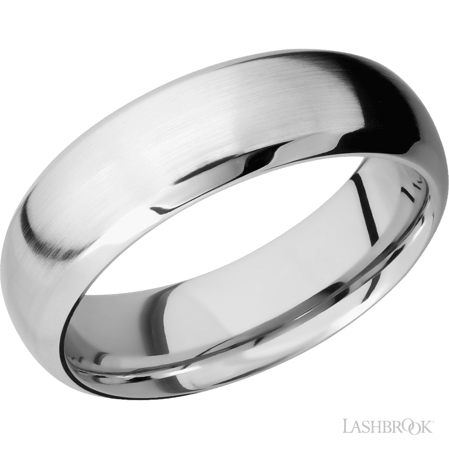 7 mm wide Domed Bevel 14K White Gold band