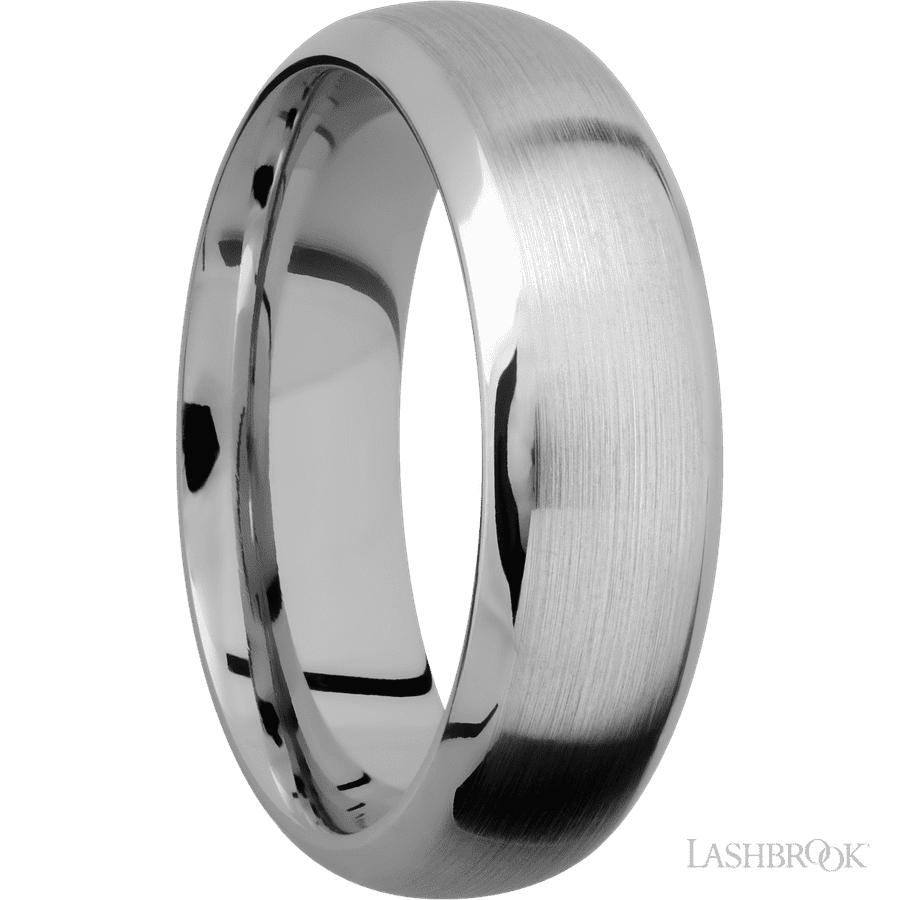 7 mm wide Domed Bevel 14K White Gold band