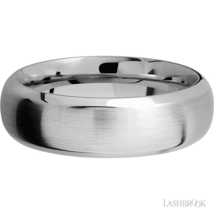 7 mm wide Domed Bevel 14K White Gold band