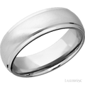 7 mm wide Domed Stepped Down Edges 14K White Gold band
