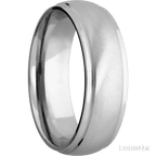 7 mm wide Domed Stepped Down Edges 14K White Gold band