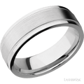 7 mm wide Flat Stepped Edges Milgrain 14K White Gold band