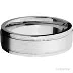 7 mm wide Flat Stepped Edges Milgrain 14K White Gold band
