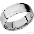 8 mm wide Stepped Bevel 14K White Gold band
