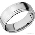 8 mm wide Flat Double Stepped Edges 14K White Gold band