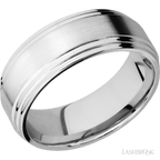 8 mm wide Flat Double Stepped Edges 14K White Gold band