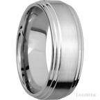 8 mm wide Flat Double Stepped Edges 14K White Gold band