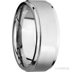 8 mm wide Flat Grooved Edges 14K White Gold band
