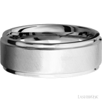 8 mm wide Flat Grooved Edges 14K White Gold band
