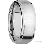 8 mm wide Flat Grooved Edges 14K White Gold band