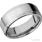 8 mm wide Flat Grooved Edges 14K White Gold band