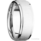 8 mm wide Flat Grooved Edges 14K White Gold band
